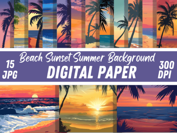 Beach Sunset Summer Paper Backgrounds: Your Creative Toolkit