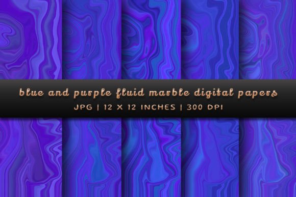 Blue and Purple Fluid Marble Backgrounds