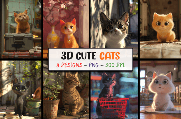 Charming Feline Art: 3D Cat PNGs for Modern Creators