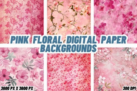 Elevate Your Designs with Pink Floral Digital Paper Backgrounds