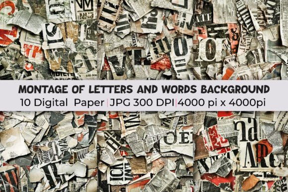Elevate Your Projects with Montage of Letters and Words Backgrounds