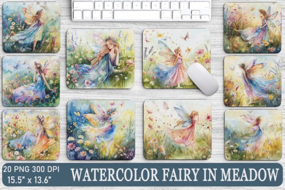 Enchanting Designs with Watercolor Fairy in Meadow Backgrounds