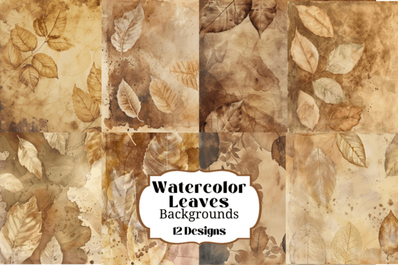 Nature's Brushstroke: Integrating 12 Watercolor Leaf Backgrounds