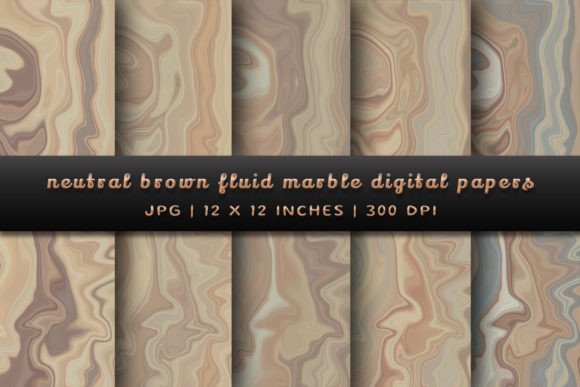 Neutral Brown Fluid Marble Backgrounds: Earthy Elegance