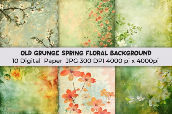 Old Grunge Spring Floral Backgrounds: A Designer's Texture Toolkit