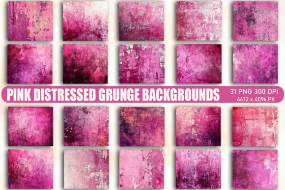 Pink Distressed Grunge Backgrounds: Textures for Raw, Authentic Design
