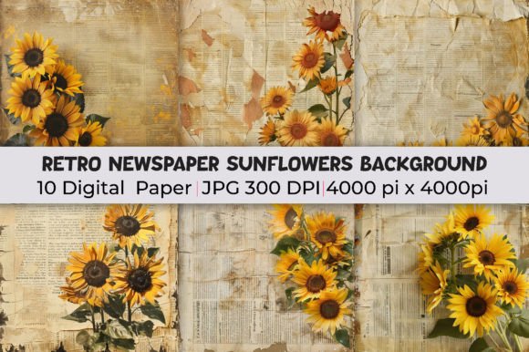 Retro Newspaper Sunflowers Backgrounds: A Creative Catalyst
