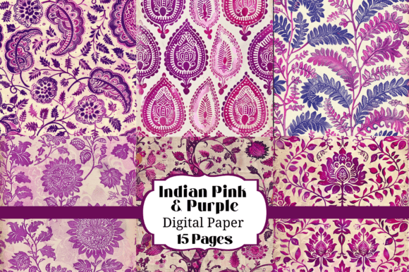 Rich Indian Print Purple Pink Backgrounds for Your Projects