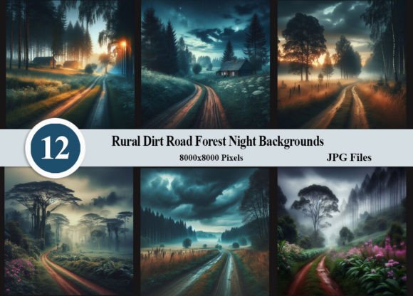 Rural Dirt Road Forest Night Backgrounds