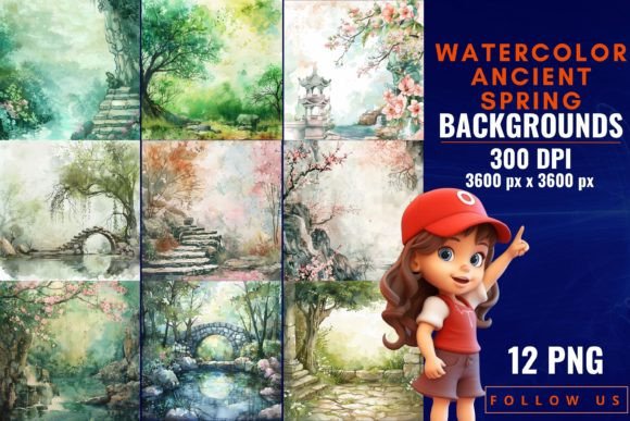 Watercolor Ancient Spring Backgrounds: A Design Asset Guide